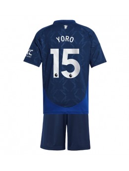 Manchester United Leny Yoro #15 Replika Borta Kläder Barn 2024-25 Kortärmad (+ byxor)